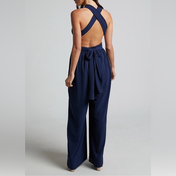 NEW Plunging Navy Jumpsuit - Picture 3 of 4
